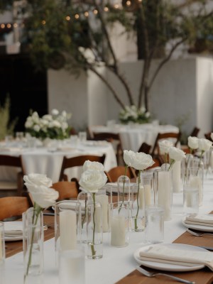 Single Stem White Rose Vased - Set of 10